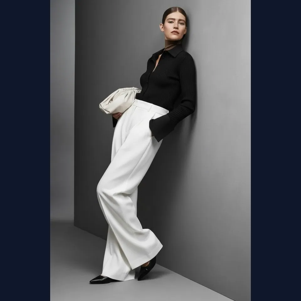 Editorial black and white outfit after the AI image change