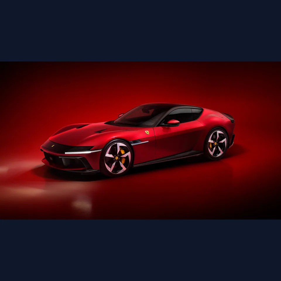 Red sports car before adding product presentation objects